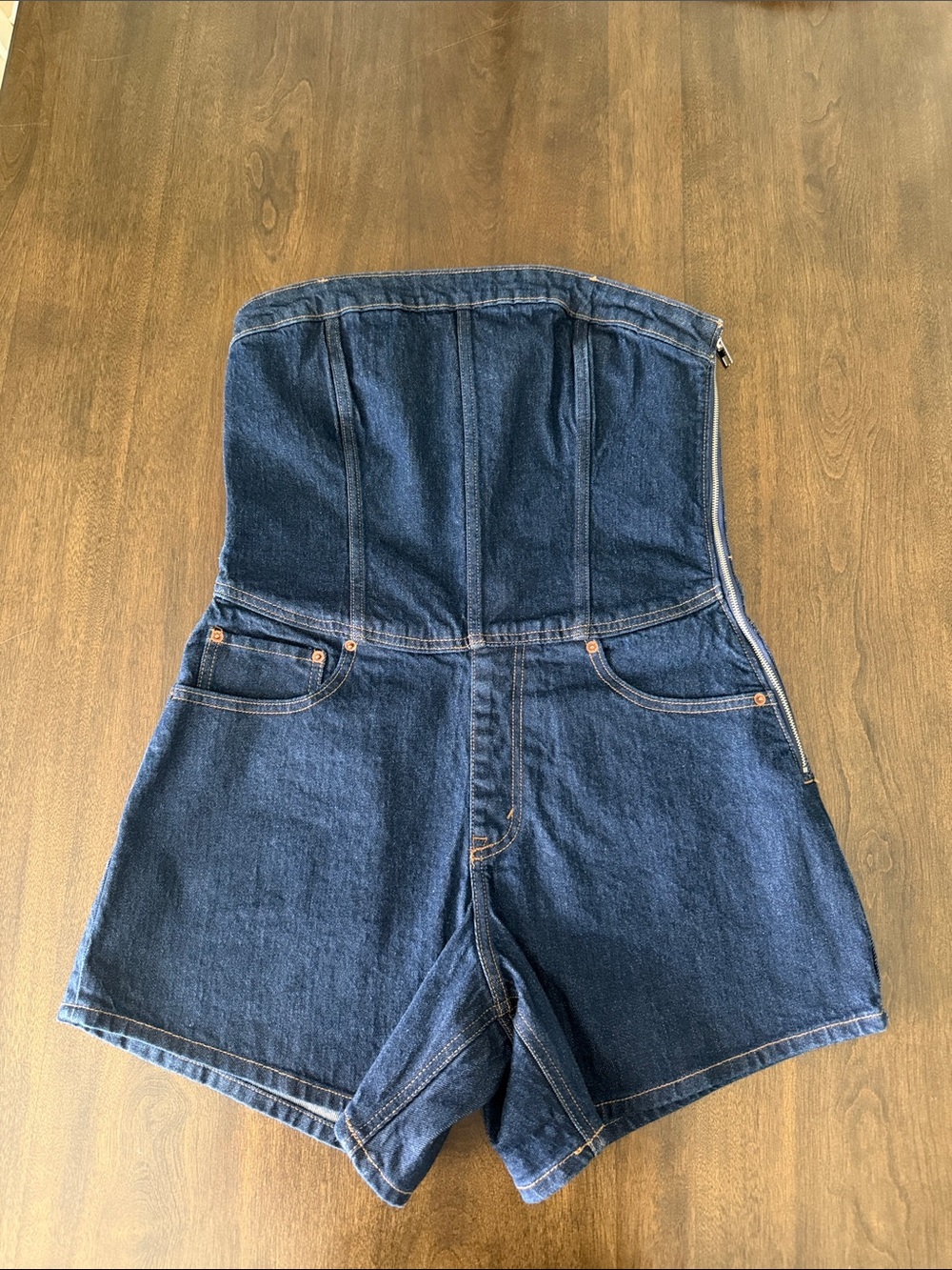 Abercrombie & Fitch Dark Blue Denim Strapless Romper